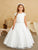 Lace bodice with Cap Sleeves and Sparkling Rhinestone Flower Girl 5851