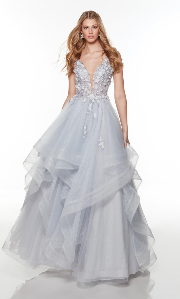 Alyce 61235 Plunging Neckline Ball Gown Prom Dress