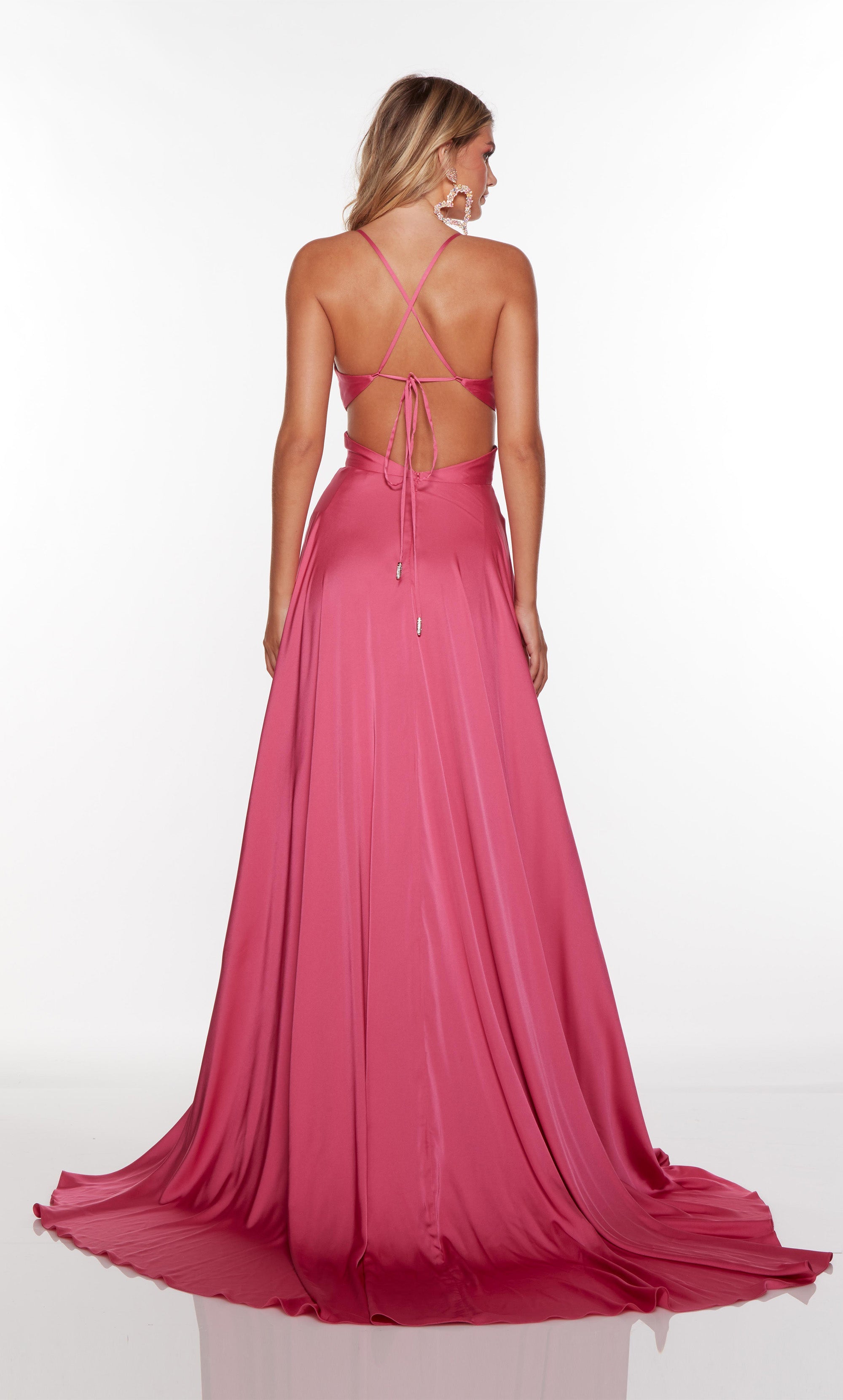 V-Neckline Satin Chiffon Long Flowy Gown by Alyce 61460 4 / MidnightBlue V-Neckline Satin Chiffon Long Flowy Gown by Alyce 61460 4 / MidnightBlue