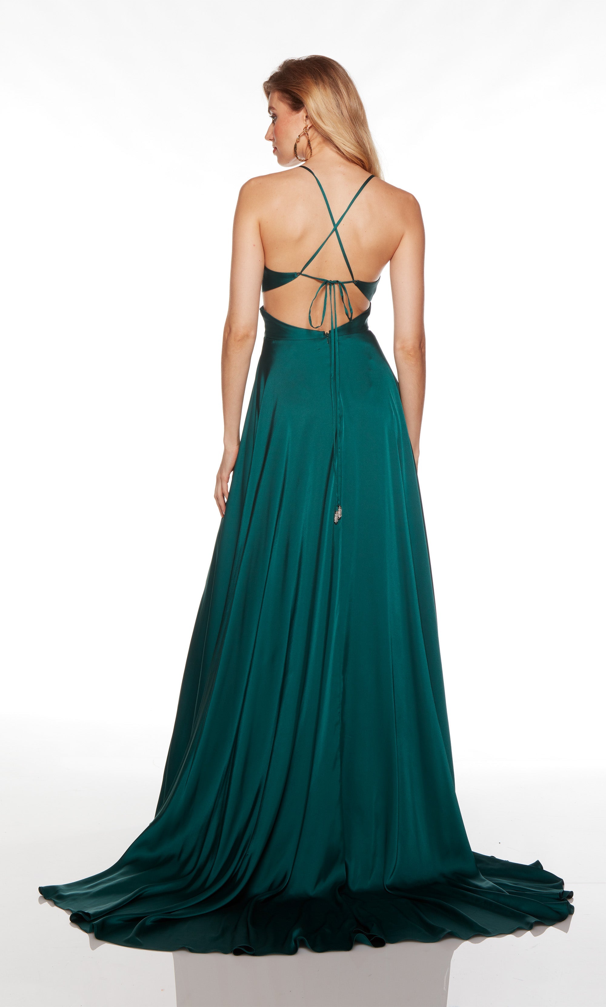 V-Neckline Satin Chiffon Long Flowy Gown by Alyce 61460 4 / MidnightBlue V-Neckline Satin Chiffon Long Flowy Gown by Alyce 61460 4 / MidnightBlue