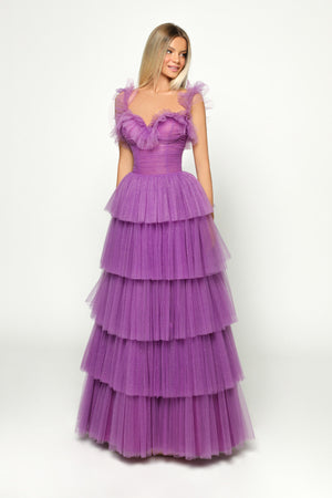 Tarik Ediz 51038 Evelyn Purple Glitter Dress