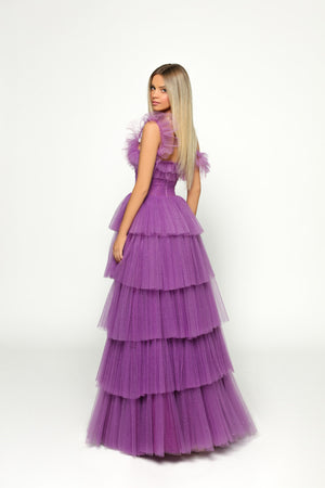 Tarik Ediz 51038 Evelyn Purple Glitter Dress