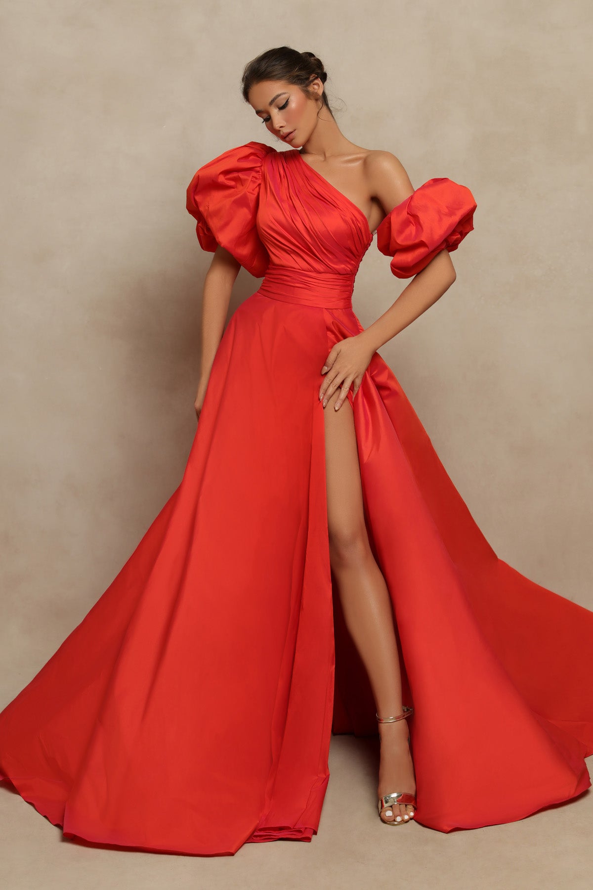 Tarik Ediz 98098 One Shoulder Taffeta Puffer Cindy Dress Sparkly Gowns Tarik Ediz 98098 One Shoulder Taffeta Puffer Cindy Dress Sparkly Gowns