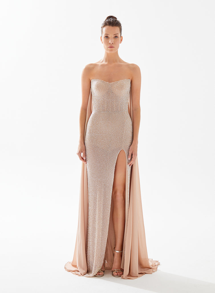 Tarik Ediz 98327 Strapless With a Cape Zoe Dress