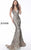 Jovani 67347 Gold Silver Criss Cross Back Embellished Prom Dress Pageant