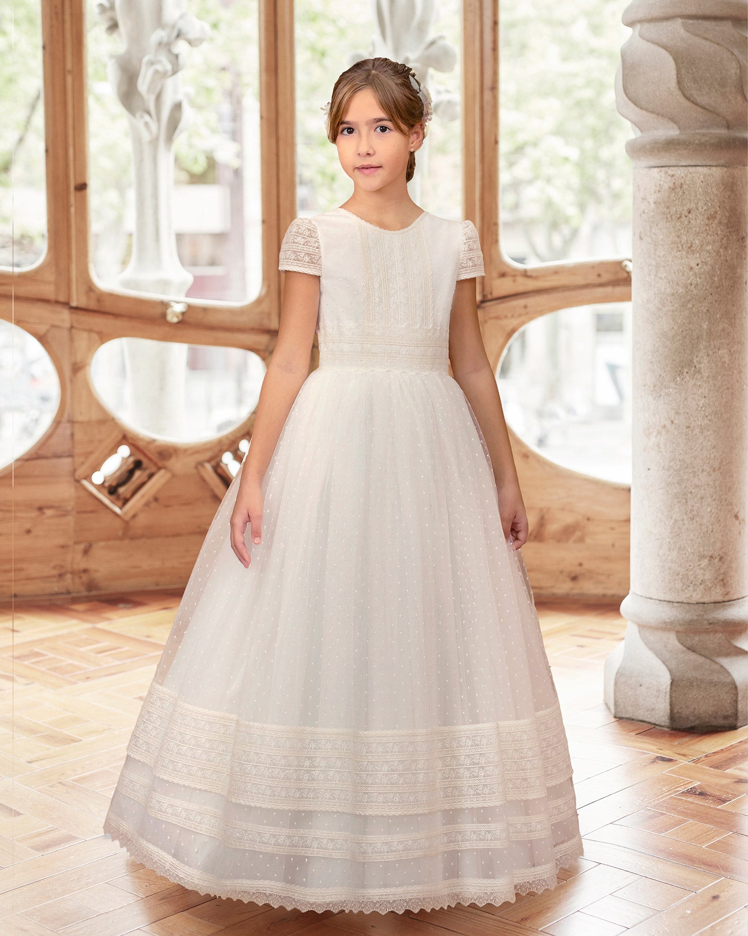 Rosa Clara Off-White Embroidered Tulle Spanish Communion Gown 69125 Pre-oder Size 12 / (As Picture) Off-White