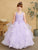 Illusion Neckline Lace Applique and Layered Mesh Skirt 7018
