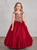 Off-the-Shoulder Gold Lace Red Ball Gown 7024R