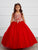 Off-the-Shoulder Gold Lace Red Ball Gown 7024R