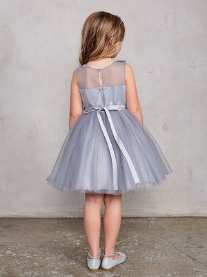 Sleeveless Short Dress with 3D flowers Flower Girl Blush  Dress Tip Top 7027
