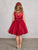 Sleeveless Short Dress with 3D flowers Burgundy Flower Girl  Dress Tip Top 7027