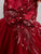 Sleeveless Short Dress with 3D flowers Burgundy Flower Girl  Dress Tip Top 7027
