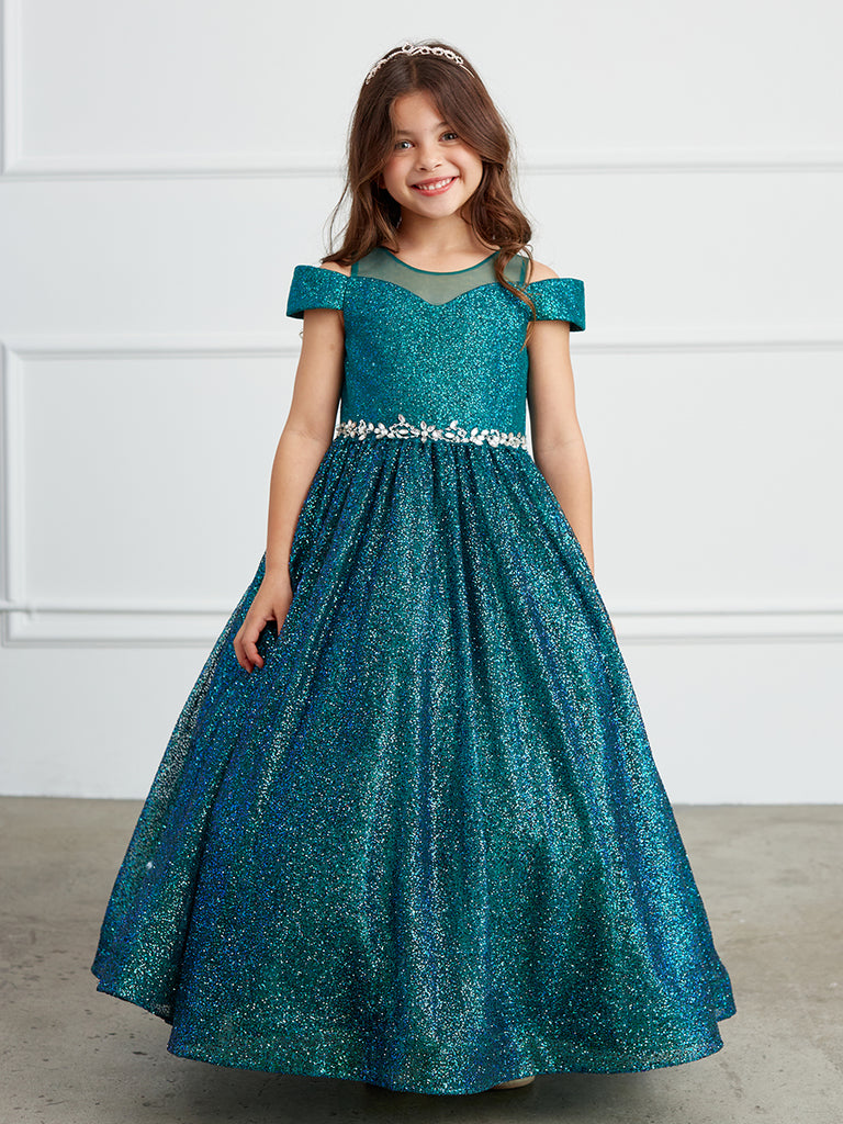 Jovani Kids K00367 Long Girls A Line Ballgown Dress V Neck Floral Page –  Glass Slipper Formals