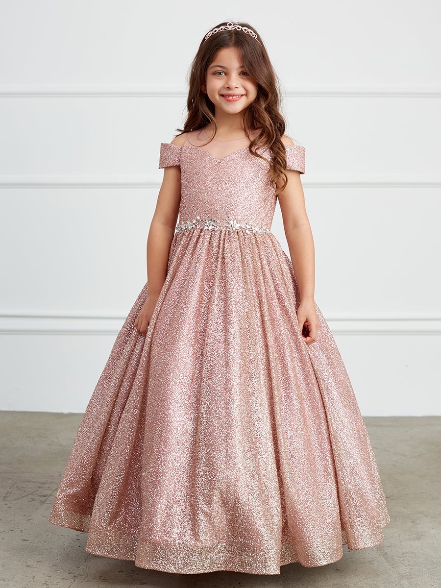 Glitter Illusion Off-The-Shoulder Rose Gold A-Line Gown 7029 16+$30 / rose-gold (RosyBrown) Glitter Illusion Off-The-Shoulder Rose Gold A-Line Gown 7029 16+$30 / rose-gold (RosyBrown)