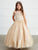 Choker Style Beaded Gold A-line Gown Party Children Dress 7032