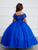 Lace and Tulle Off-the-Shoulder Royal Blue Ball Gown 7033RB