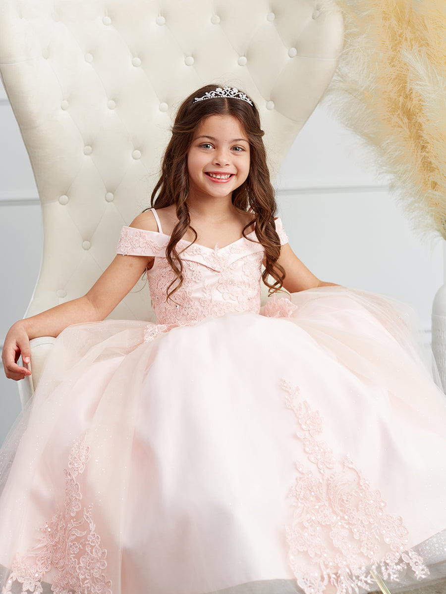 Peach Flower Girl Dress, Lace Girl Dress, Toddler Gown Dress, Photosho