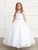 Lace and Tulle Off-the-Shoulder Blush Flower Girl Full Length Gown 7034BL