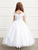 Lace and Tulle Off-the-Shoulder First Communion Flower Girl Full Length Gown 7034IV