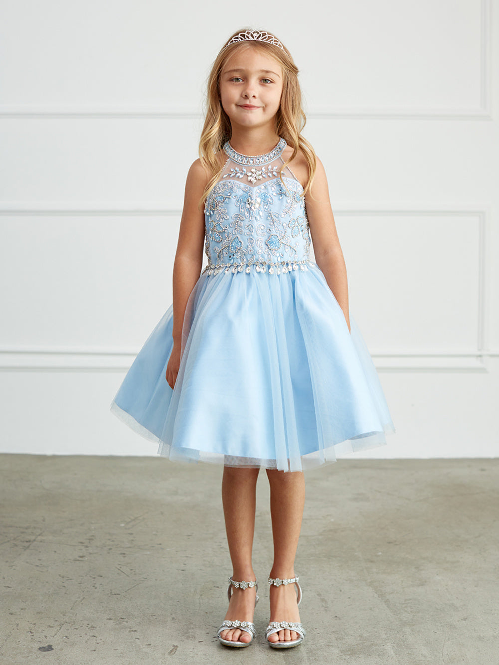 Short Choker Style Flower Girl Pageant Dress 7037 12 / DustyBlue (SteelBlue) Short Choker Style Flower Girl Pageant Dress 7037 12 / DustyBlue (SteelBlue)