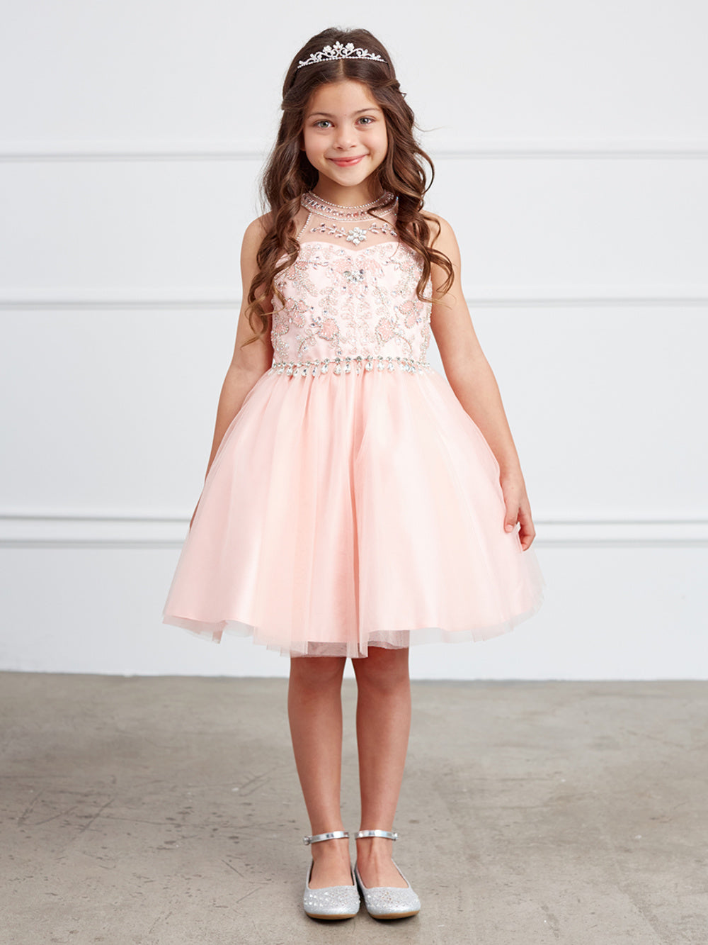 Short Choker Style Flower Girl Pageant Dress 7037 6 / Blush (MistyRose) Short Choker Style Flower Girl Pageant Dress 7037 6 / Blush (MistyRose)