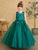 Baby Illusion Neckline 3D Floral Applique and Glitter Tulle Skirt 7038S