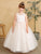 Baby Illusion Neckline 3D Floral Applique and Glitter Tulle Skirt 7038S