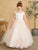 3D Floral Bodice with Glitter Tulle Skirt and Detachable Cape 7040