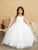 3D Floral Bodice with Glitter Tulle Skirt and Detachable Cape 7040