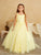 3D Floral Bodice with Glitter Tulle Skirt and Detachable Cape 7040