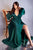 Opened Long Sleeve Satin Sage Green Evening Gown 7475SG