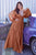 Opened Long Sleeves Satin  Evening Gown 7475E