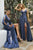 Opened Long Sleeve Satin  Evening Gown 7475SB