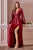 Opened Long Sleeve Satin Sage Green Evening Gown 7475SG
