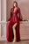 Opened Long Sleeve Satin  Evening Gown 7475M