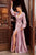 Opened Long Sleeve Satin  Evening Gown 7475M