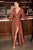Opened Long Sleeve Satin Sage Green Evening Gown 7475SG