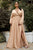Curves Opened Long Sleeve Satin Evening Gown 7475C