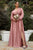 Curves Opened Long Sleeve Satin Evening Gown 7475C