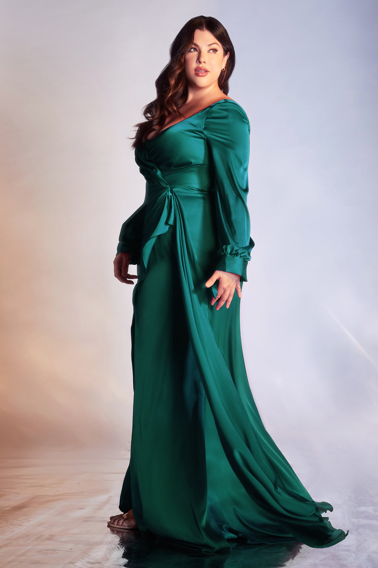 Mandag pension Morgenøvelser Sophisticated Curves Long Sleeve Satin Evening Gown 7478C – Sparkly Gowns