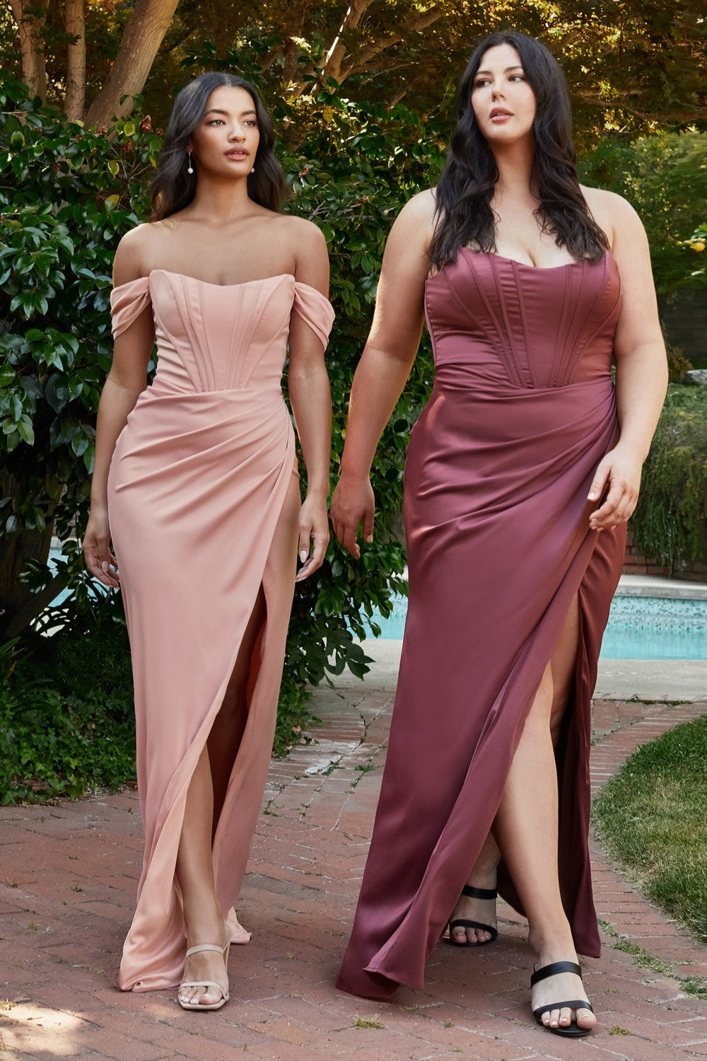 Curves Corset Soft Satin Pleated Skirt Bridesmaids or Evening Gown 748 Sparkly Gowns Curves Corset Soft Satin Pleated Skirt Bridesmaids or Evening Gown 748 Sparkly Gowns