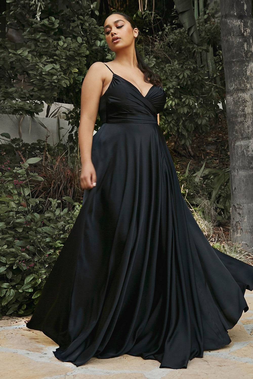 Sexy A-Line High Split Formal Dress Evening Prom Gown Black | LizProm