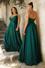 Sweetheart Neckline  Soft Satin A-line Curvy Bridesmaid or Evening Gown 7485C - 24 / Emerald (Green)