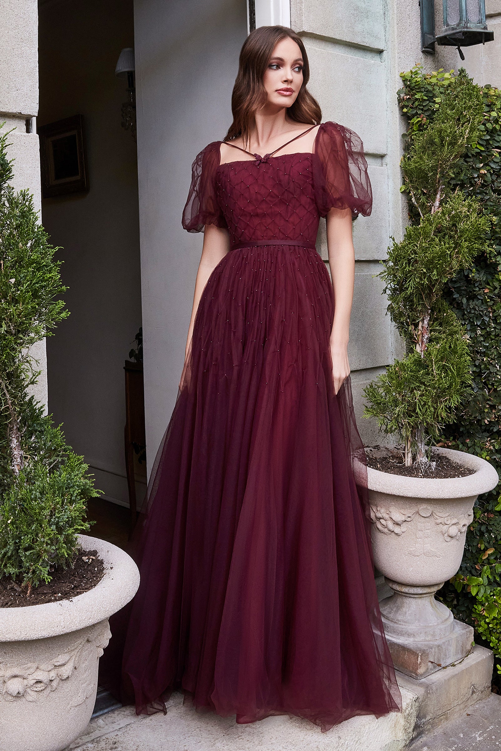 Chelsea Sequin Long Sleeve Evening Gown in Burgundy – Karina Boutique