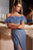 OFF THE SHOULDER FEATHER SEQUIN GOWN CB092