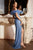 OFF THE SHOULDER FEATHER SEQUIN GOWN CB092