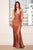 Ruched Fitted Sequin Evening Gown CH225