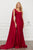 One Shoulder Drape Sleeve Trumpet Skirt Burgundy Evening Gown Nox E475