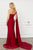 One Shoulder Drape Sleeve Trumpet Skirt Burgundy Evening Gown Nox E475