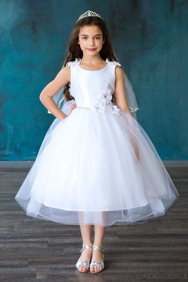 Big Girls Lilac Beaded Flower Appliques Tulle Junior Bridesmaid Dress 8-16 12